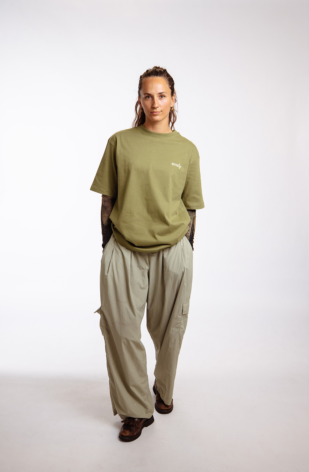 BGM X ENDY t-shirt | olive green - boxy fit