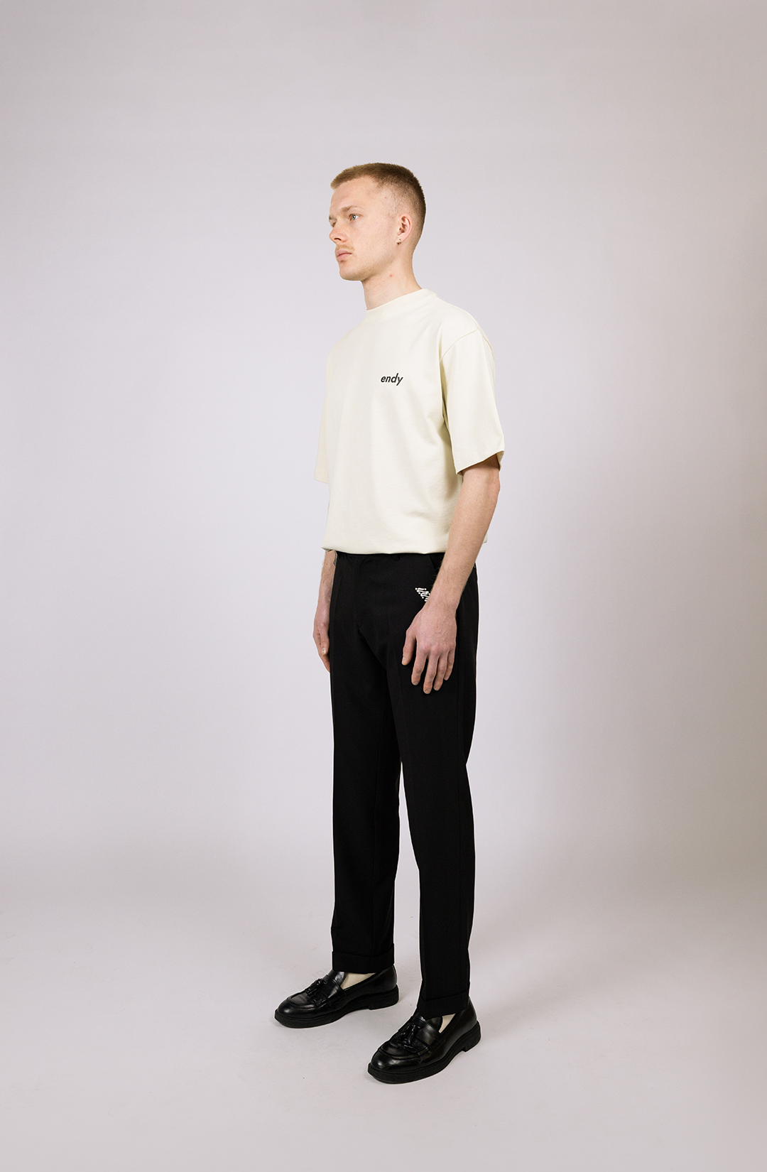 Essential trousers | black ankle-Length cuffed Pants